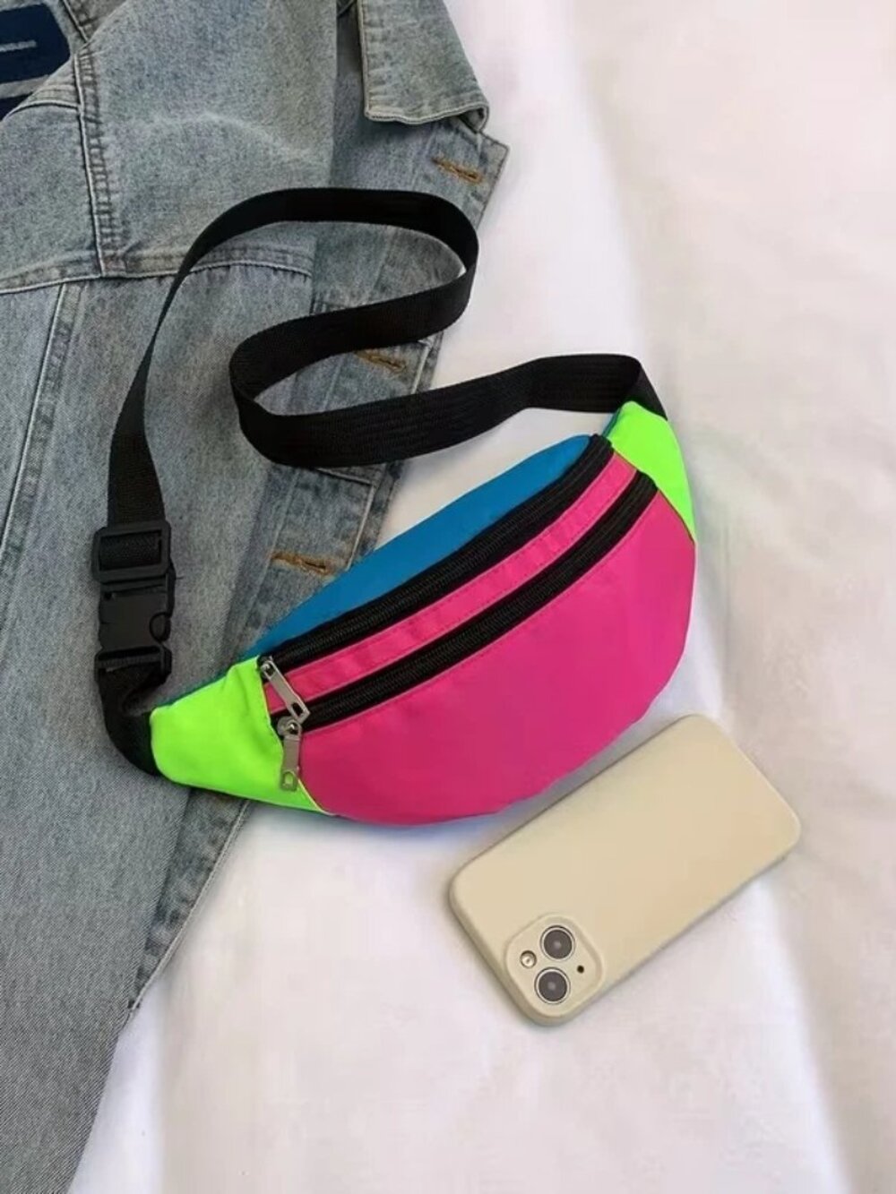 Fanny Bag Travel Bag Multi Color Waist Bag Nylon Hiking Bag Zip Pockets